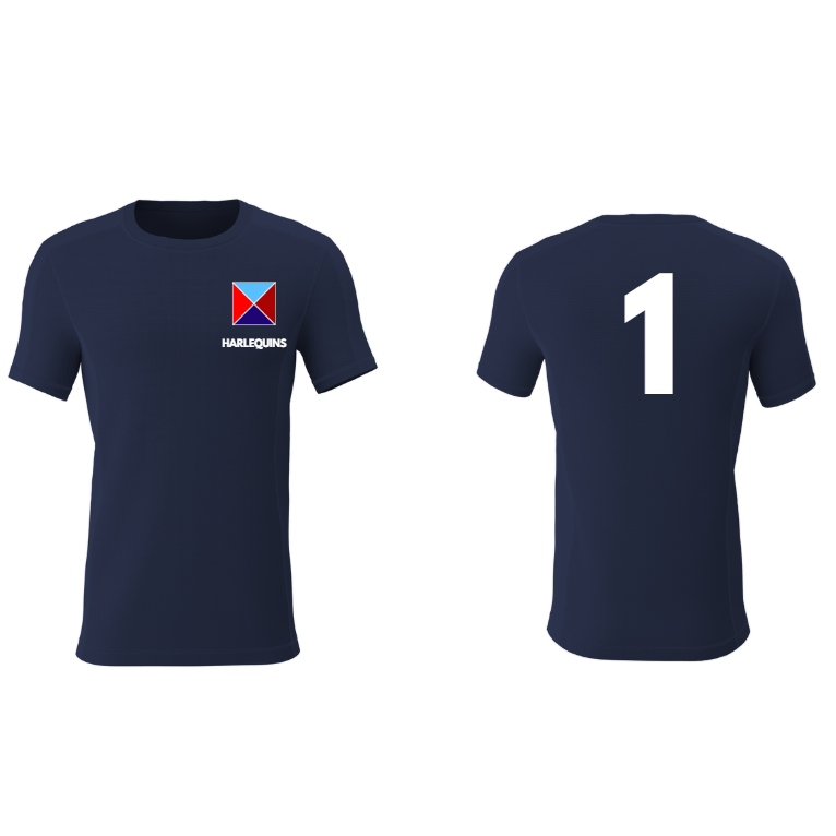 Harlequins-Technical Training Tee Navy (with Number) Junior