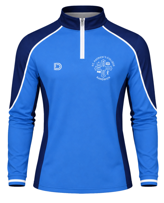 St Patrick's College 1/4 Zip Top Navy Sky Blue White