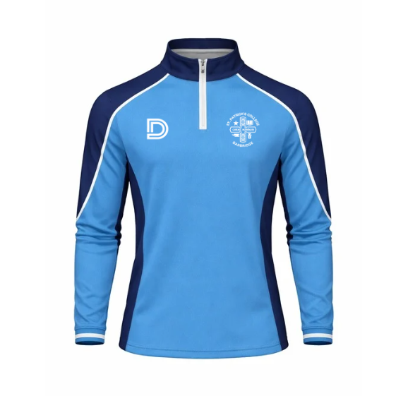St Patrick's College 1/4 Zip Top Navy Sky Blue White